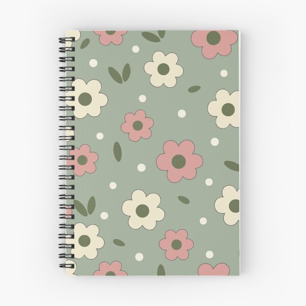 Item preview, Colorful Pink and cream color flower pattern on green background. designed and sold by SmallDart Creations.