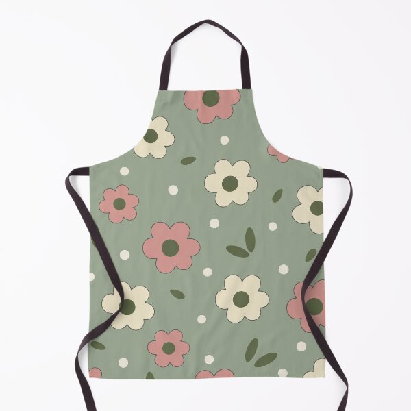 Item preview, Colorful Pink and cream color flower pattern on green background. designed and sold by SmallDart Creations.