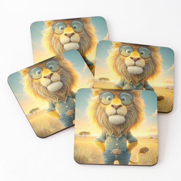 Item preview, Stylish Lion in Sunglasses Against Sunset Landscape designed and sold by Artessie.