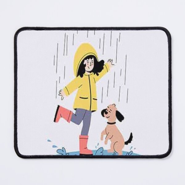 Item preview, Girl and Dog Dancing in Rain - Happy Rainy Day Illustration designed and sold by 2030shadow.
