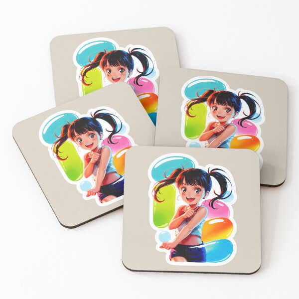 Item preview, Smiling Anime Girl with Jelly Bean Background designed and sold by SplashTastic.