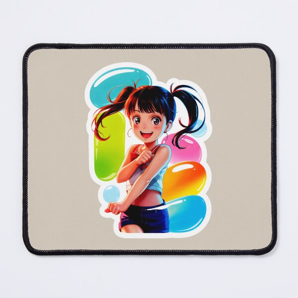 Item preview, Smiling Anime Girl with Jelly Bean Background designed and sold by SplashTastic.