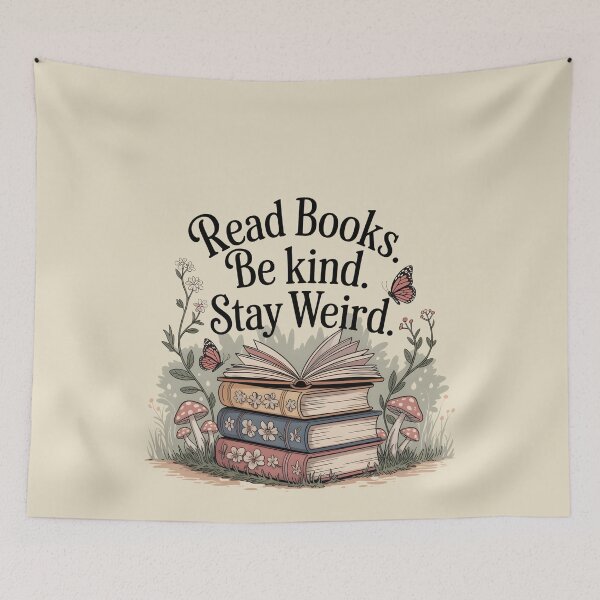 Item preview, Read Books Be Kind Stay Weird Mushroom Book Stack Cottagecore designed and sold by VinsendDraconi.