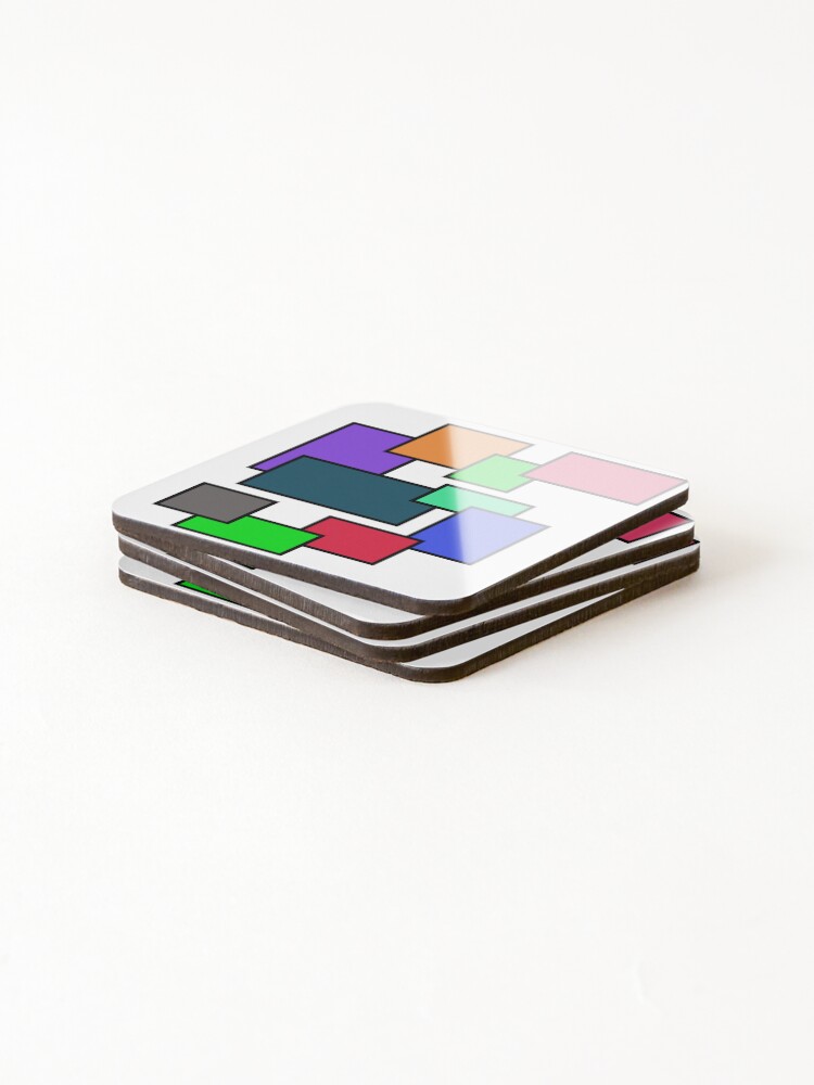 Thumbnail 4 of 5, Coasters (Set of 4), Colorful Geometric Rectangles Abstract Design designed and sold by TETRAFOUR.