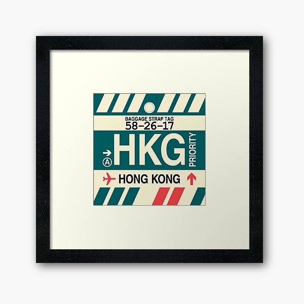 HKG Hong Kong • Airport Code Art • Jet Age Design Framed Art Print