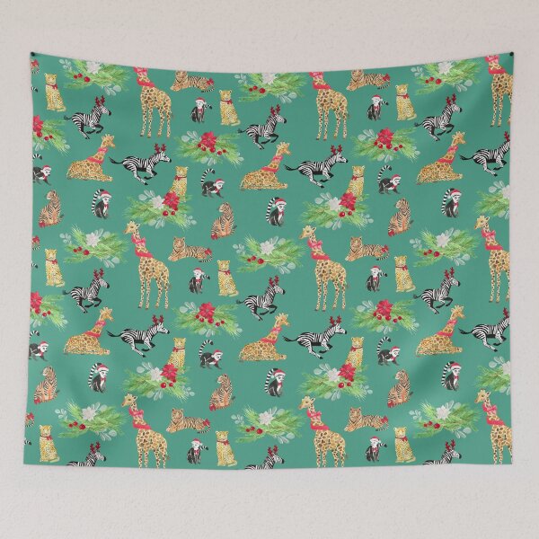 Item preview, cute funny African Safari animals celebrating Christmas gift tee animal lover designed and sold by Hillary Holt.