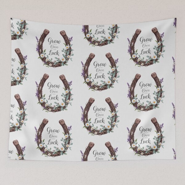 Item preview, Grow Your Own Luck - Boho Botanical Floral Horseshoe designed and sold by MotivAura.