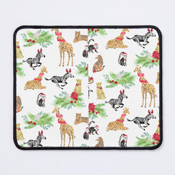 Item preview, cute funny African Safari animals celebrating Christmas in bows and santa hats animal lover gift tee designed and sold by Hillary Holt.