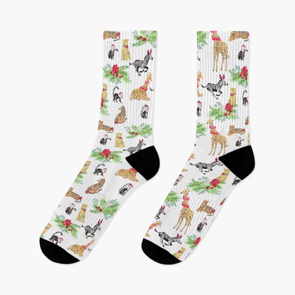 Item preview, cute funny African Safari animals celebrating Christmas in bows and santa hats animal lover gift tee designed and sold by Hillary Holt.