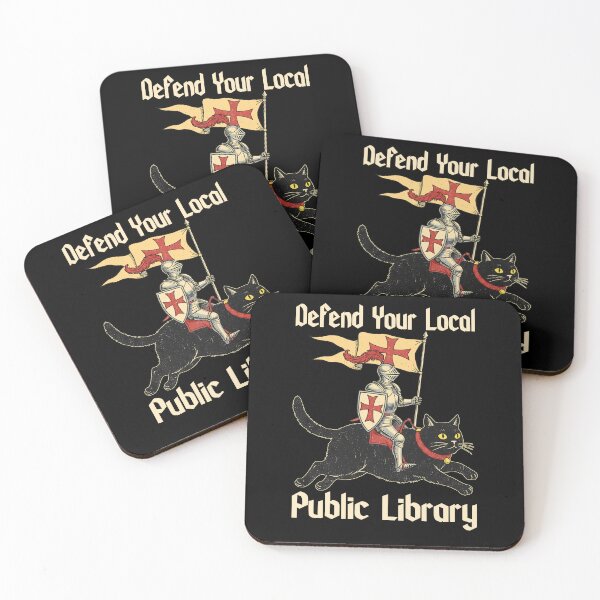 Item preview,  Defend Your Public Library Knight Cat Advocacy Literacy Funny T-Shirt designed and sold by ElCrocodel.