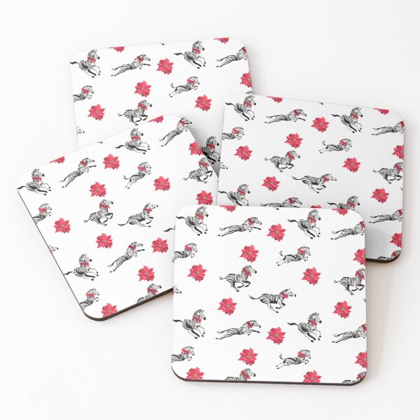 Item preview, Stampede of Christmas Zebras wearing bows with Poinsettias designed and sold by Hillary Holt.