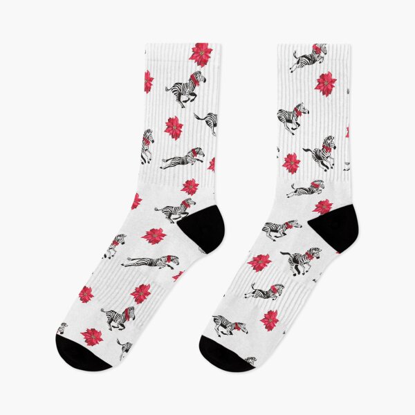 Item preview, Stampede of Christmas Zebras wearing bows with Poinsettias designed and sold by Hillary Holt.