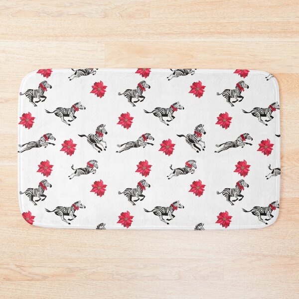 Item preview, Stampede of Christmas Zebras wearing bows with Poinsettias designed and sold by Hillary Holt.