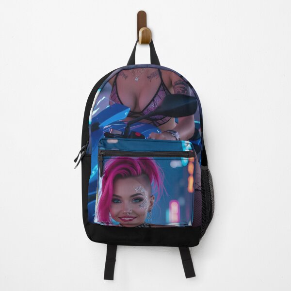 Item preview, Cyberpunk Biker Girl – Futuristic Neon Art designed and sold by Planet Utoppia.
