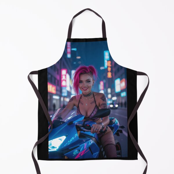 Item preview, Cyberpunk Biker Girl – Futuristic Neon Art designed and sold by Planet Utoppia.