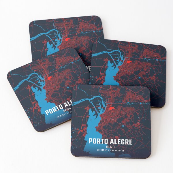Item preview, Porto Alegre Red & Blue Minimalist Map designed and sold by HomeLivingCo.