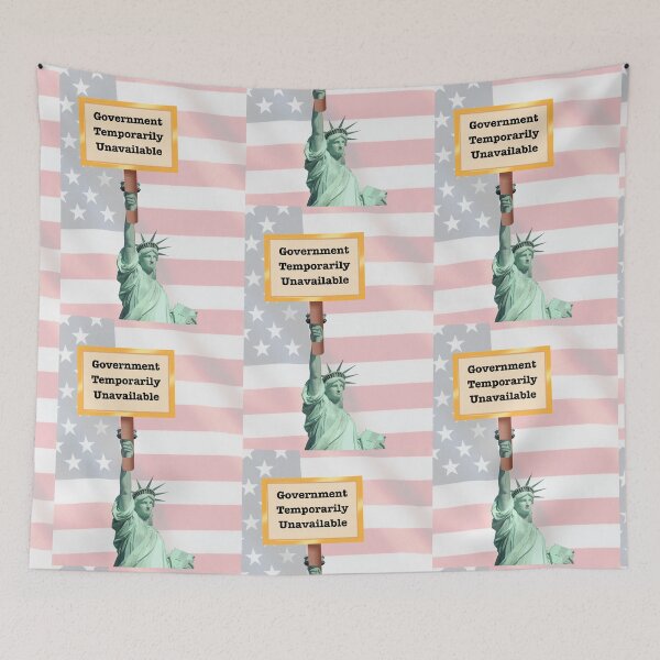 Item preview, Statue of Liberty Holding Government Shutdown Sign designed and sold by Kruti Collection.