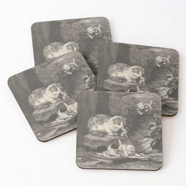 Item preview, Cat with five playing kittens. designed and sold by felttipcat.