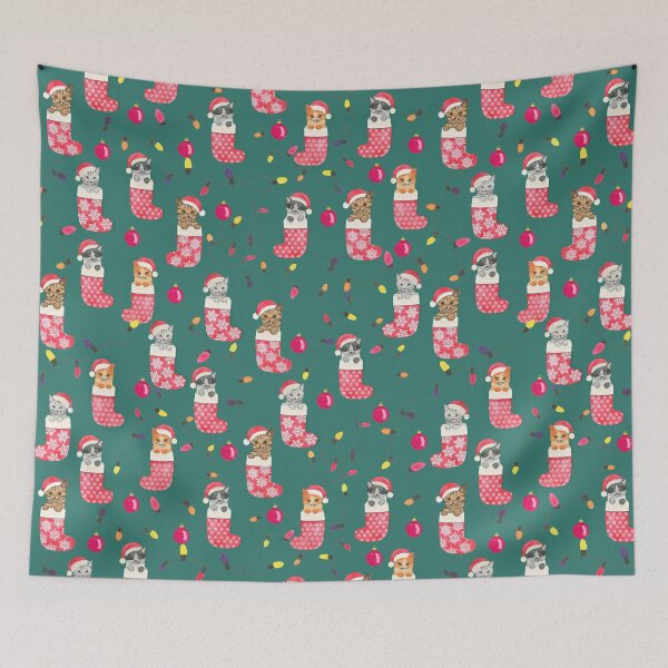 Item preview, Cute cats playing in Christmas Stockings designed and sold by Hillary Holt.