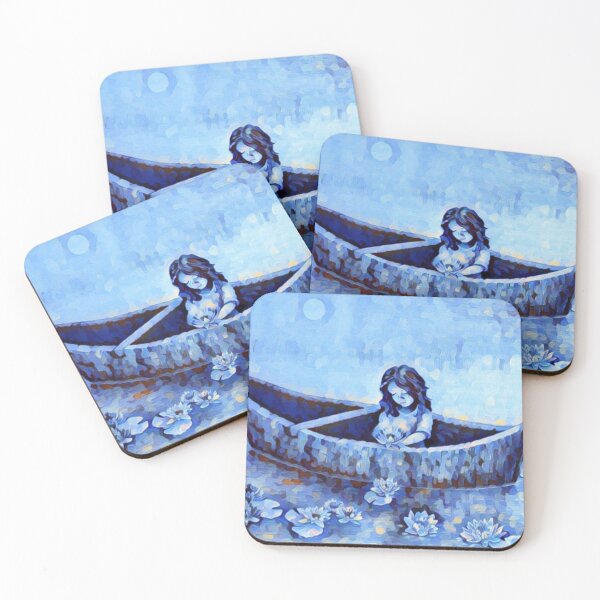 Item preview, Little girl in a boat with water lillies  designed and sold by OnaleeNicklinArt.