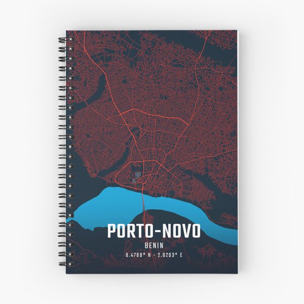 Item preview, Porto-Novo Red & Blue Minimalist Map designed and sold by HomeLivingCo.