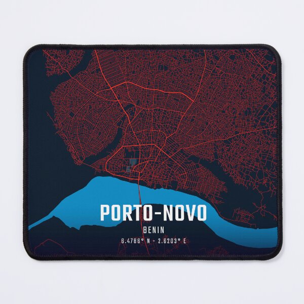 Item preview, Porto-Novo Red & Blue Minimalist Map designed and sold by HomeLivingCo.