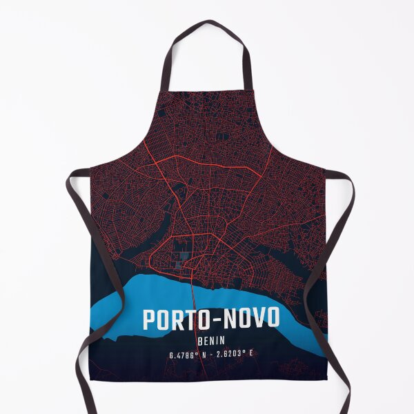 Item preview, Porto-Novo Red & Blue Minimalist Map designed and sold by HomeLivingCo.