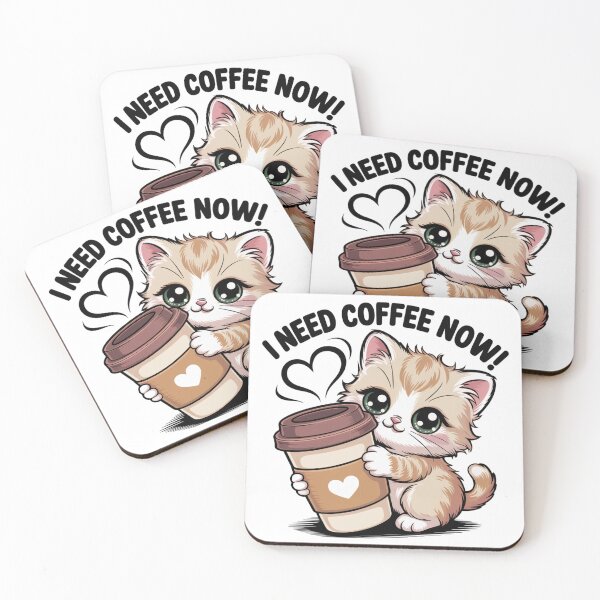 Item preview, I Need Coffee Now – Cute Kitten designed and sold by Bohospiritart.