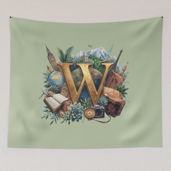 Item preview, Adventure Awaits – Vintage Travel Letter W Monogram | Wanderlust & Wholeness Globe Design for Soulful Explorers designed and sold by AmenAlways.