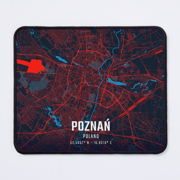 Item preview, Poznań Red & Blue Minimalist Map designed and sold by HomeLivingCo.