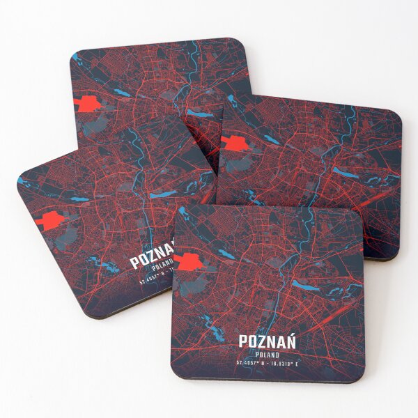 Item preview, Poznań Red & Blue Minimalist Map designed and sold by HomeLivingCo.