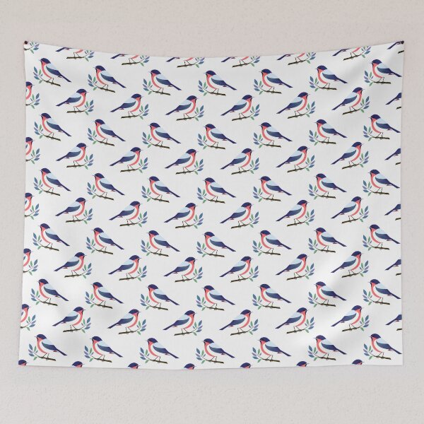 Aperçu de l'œuvre Motif d'oiseau coloré – Joli motif sans couture d'oiseau chanteur rose et bleu créée et vendue par IsaMarina.