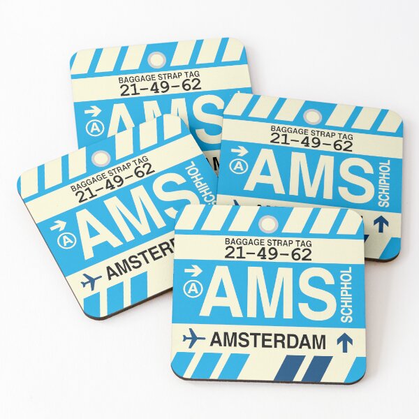 Item preview, AMS Amsterdam • Airport Code Art • Jet Age Design designed and sold by YHMDesigns.