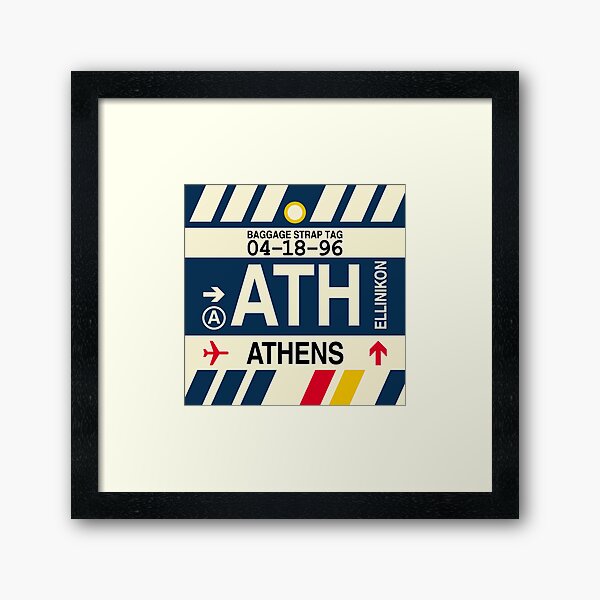ATH Athens • Airport Code Art • Jet Age Design Framed Art Print