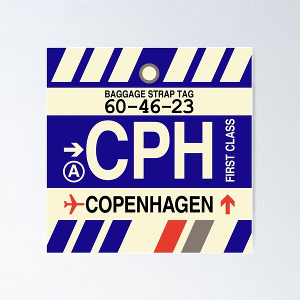Item preview, CPH Copenhagen • Airport Code Art • Jet Age Design designed and sold by YHMDesigns.