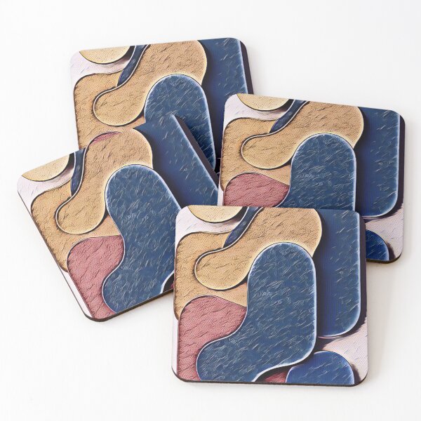 Item preview, Abstract Organic Shapes Wall Art – Blue, Beige & Red designed and sold by WittyUnknown.