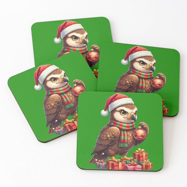 Item preview, Cute Christmas Hawk | Festive Bird of Prey with Holiday Ornament designed and sold by E-SarnEdge.