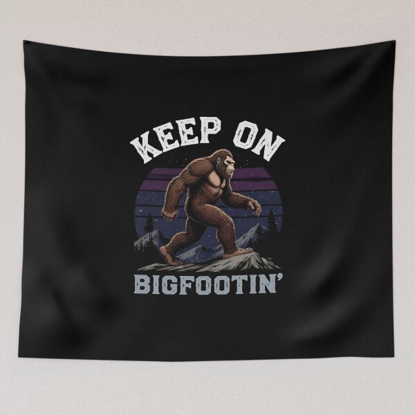 Item preview, Keep On Bigfootin’ Bigfoot Sasquatch Retro Hiking Camping designed and sold by gstevensonart.