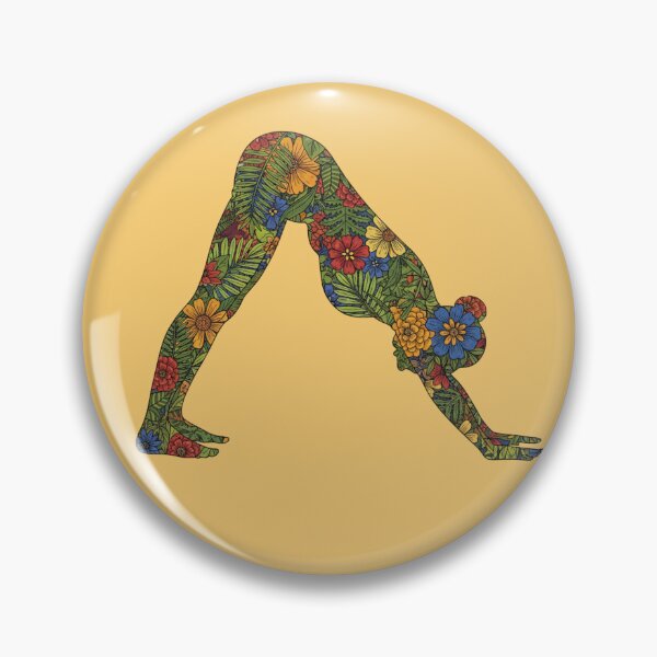 Item preview, Tropical Downward Dog Yoga Art | Jungle Floral Adho Mukha Svanasana designed and sold by Zen Mosaic.
