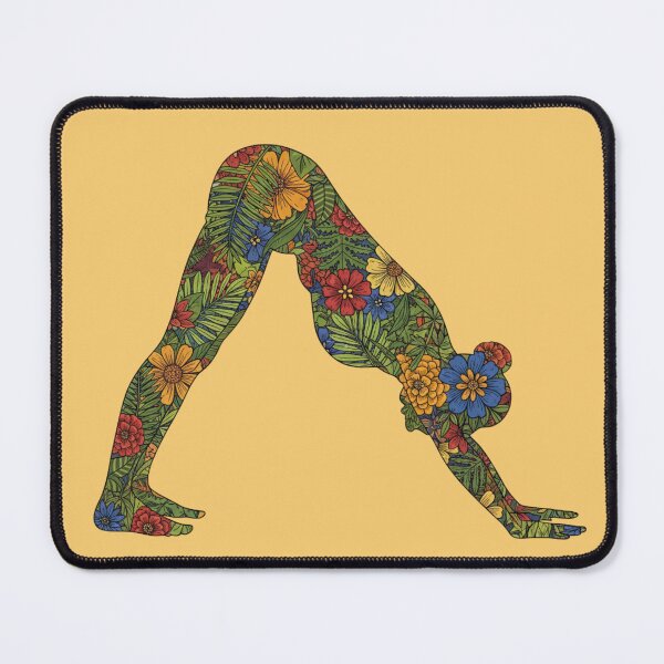 Item preview, Tropical Downward Dog Yoga Art | Jungle Floral Adho Mukha Svanasana designed and sold by Zen Mosaic.