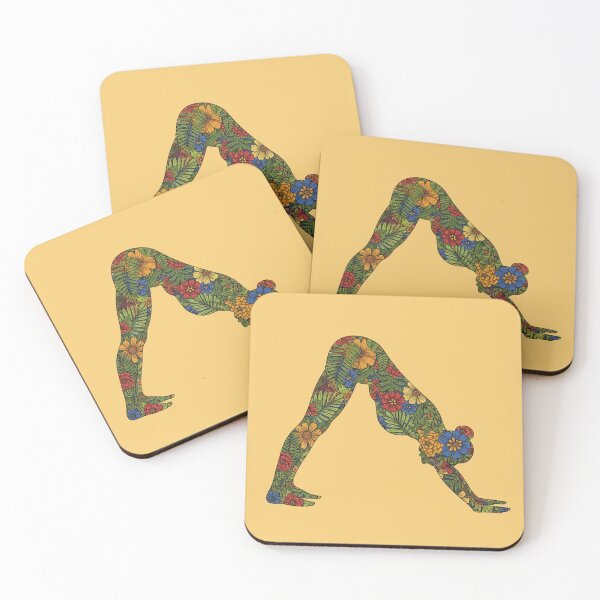 Item preview, Tropical Downward Dog Yoga Art | Jungle Floral Adho Mukha Svanasana designed and sold by Zen Mosaic.