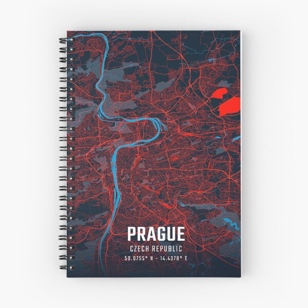 Item preview, Prague Red & Blue Minimalist Map designed and sold by HomeLivingCo.