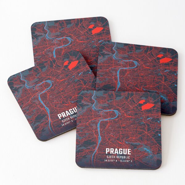 Item preview, Prague Red & Blue Minimalist Map designed and sold by HomeLivingCo.
