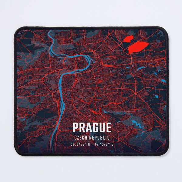 Item preview, Prague Red & Blue Minimalist Map designed and sold by HomeLivingCo.