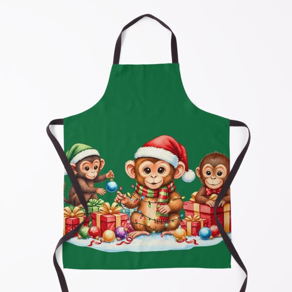 Item preview, Cute Christmas Monkeys | Playful Trio with Holiday Lights and Gifts designed and sold by E-SarnEdge.