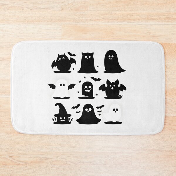 Item preview, Minimal Halloween Silhouette Pattern – Bats, Pumpkins, Ghosts & Moon | Modern Black and White Vector Design designed and sold by Windy-market.