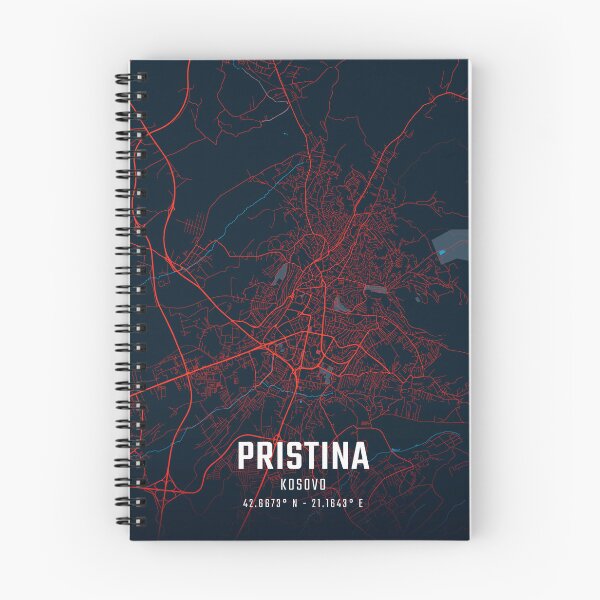 Item preview, Pristina Red & Blue Minimalist Map designed and sold by HomeLivingCo.