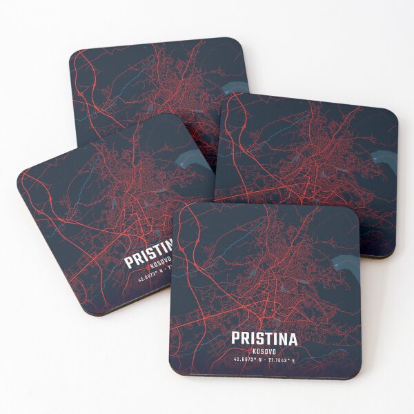 Item preview, Pristina Red & Blue Minimalist Map designed and sold by HomeLivingCo.