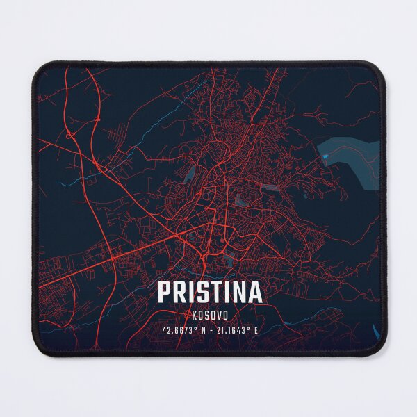 Item preview, Pristina Red & Blue Minimalist Map designed and sold by HomeLivingCo.