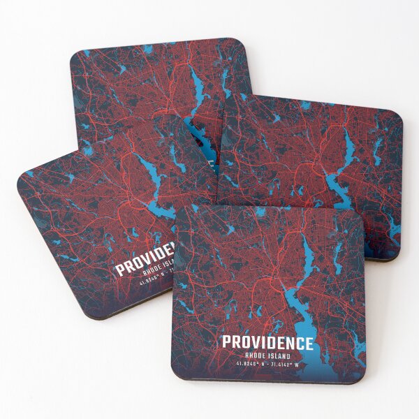 Item preview, Providence Red & Blue Minimalist Map designed and sold by HomeLivingCo.